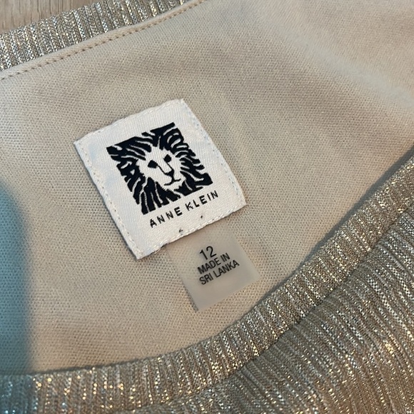 Anne Klein Bella Crinkled Gold Dress Size 12 - Picture 8 of 10